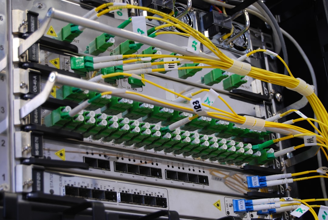 Fiber optic telecommunication equipment mounted in a rack